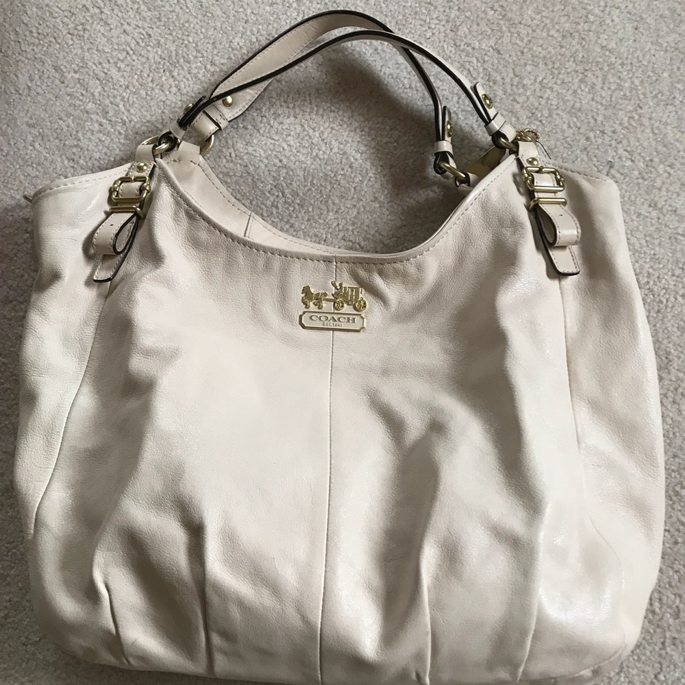 Cream Coach bag